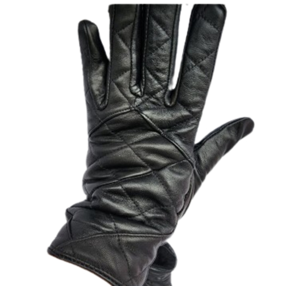Vintage Newstock Black patchwork‎ gloves NWOT M